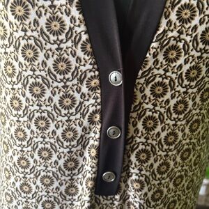Black and Gold Floral Button-Up Cardigan
